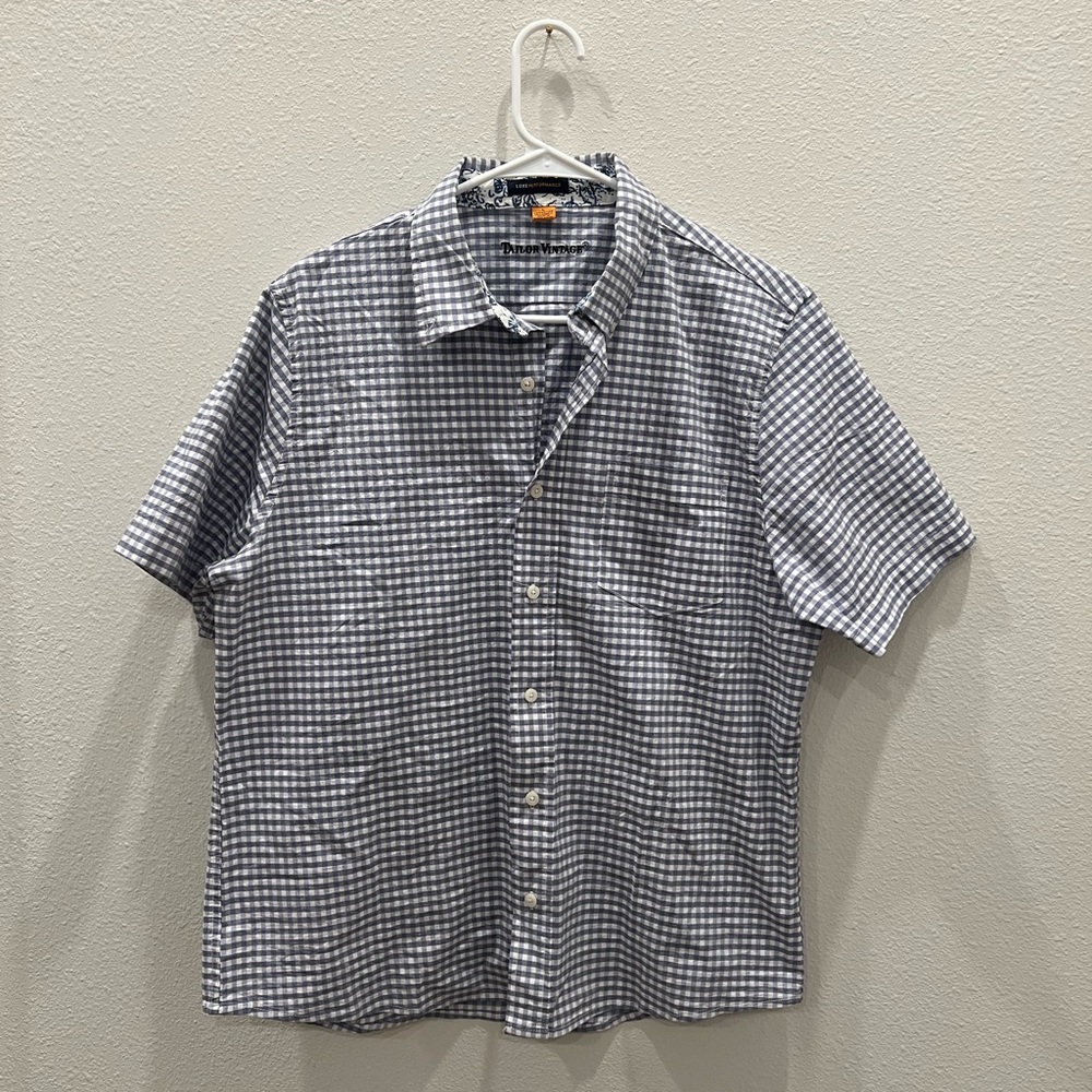 Tailor Vintage Men’s Checkered Button Down Shirt Size Large